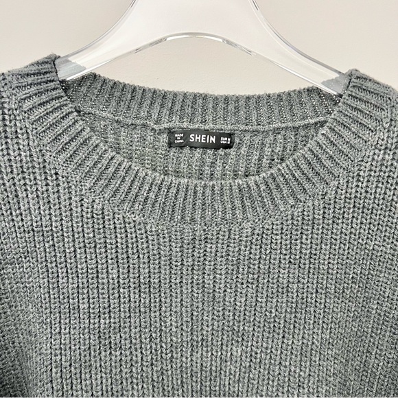 Gray Lace Up Crewneck Sweater - Picture 8 of 12